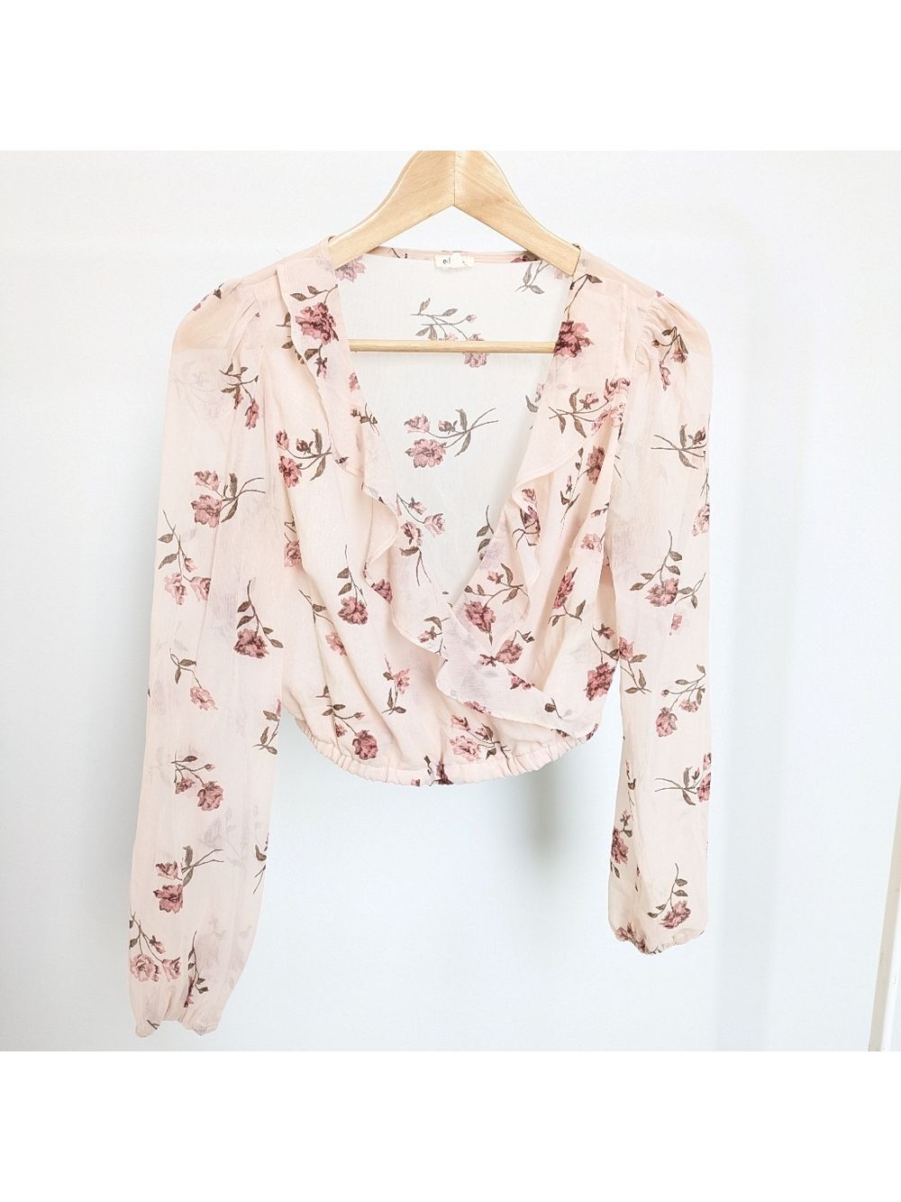 Garage Floral Wrap Blouse - Light Pink
